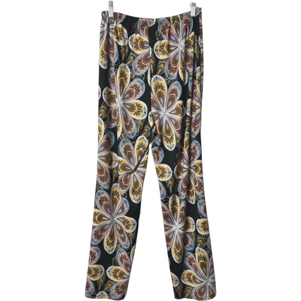 Melissa Paige Wide Leg Pants Womens Boho Floral Paisley Elastic Waist L